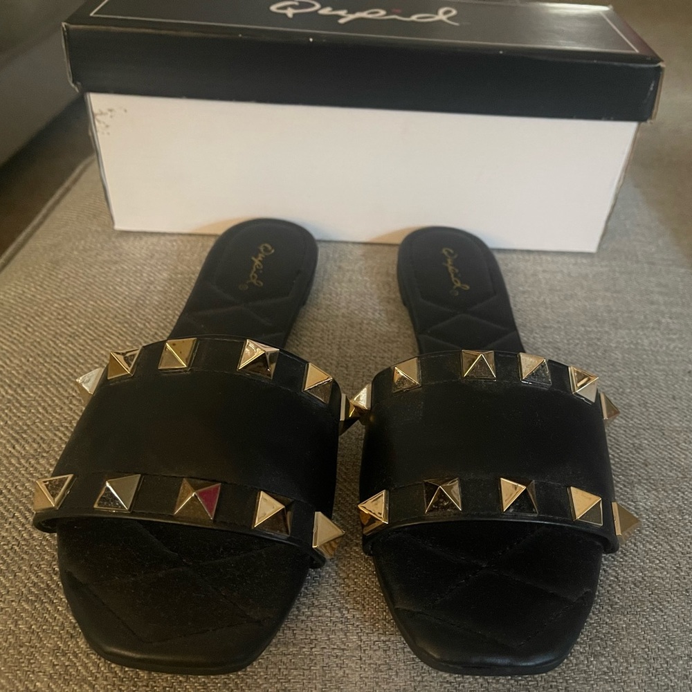 Qupid Black Sandals.  New in Box.  Size 8